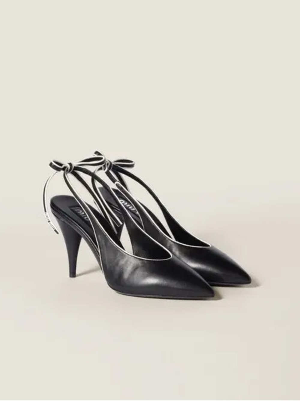Miu Miu Bow-Detailed Pointed-Toe Slingback Pumps